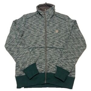 BENCH Men's Fleece Lined Sweater Jacket Full Zip Green Marl Funnel Neck NWT - M